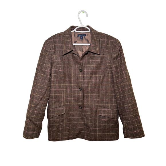 Lands' End Jackets & Blazers - Vintage Lands End Women‎ Plaid Wool Blazer 14 Preppy Classic Academia Career